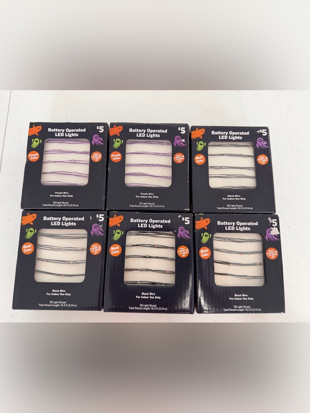 New lot of 6 Multi-Color Battery Operated LED String Lights